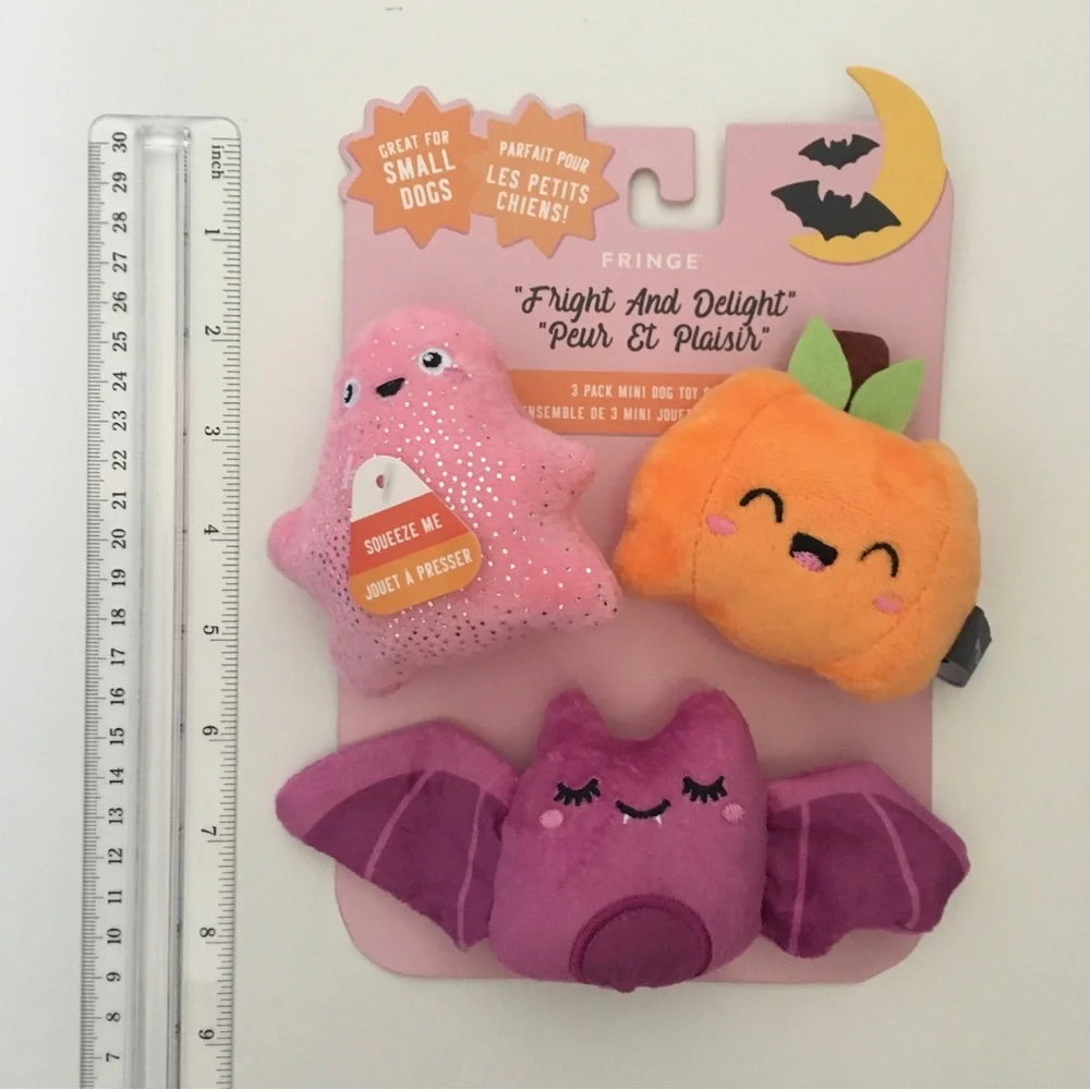NEW Dog Toys 3 Halloween Plush Squeakers “Fright and Delight” NEW | Fringe